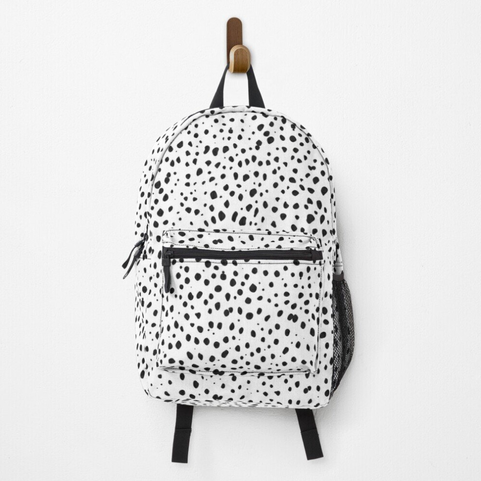 Famgem Backpack Dalmatian Spots - Black And White Polka Dots School Bag Travel 15" White,Black
