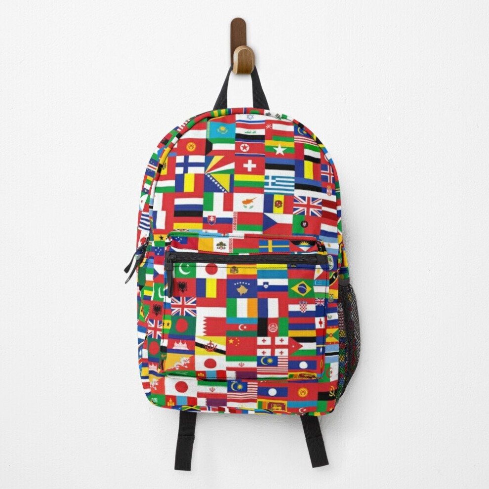 Famgem Backpack Flags Of The World Quiz School Bag Travel 15"