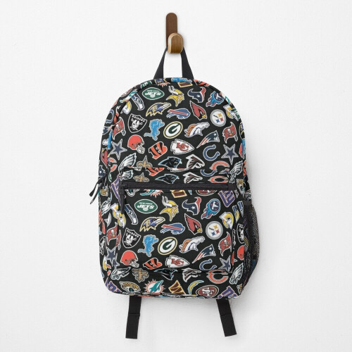 Backpack NFL teams seamless pattern black School Bag Travel 15"