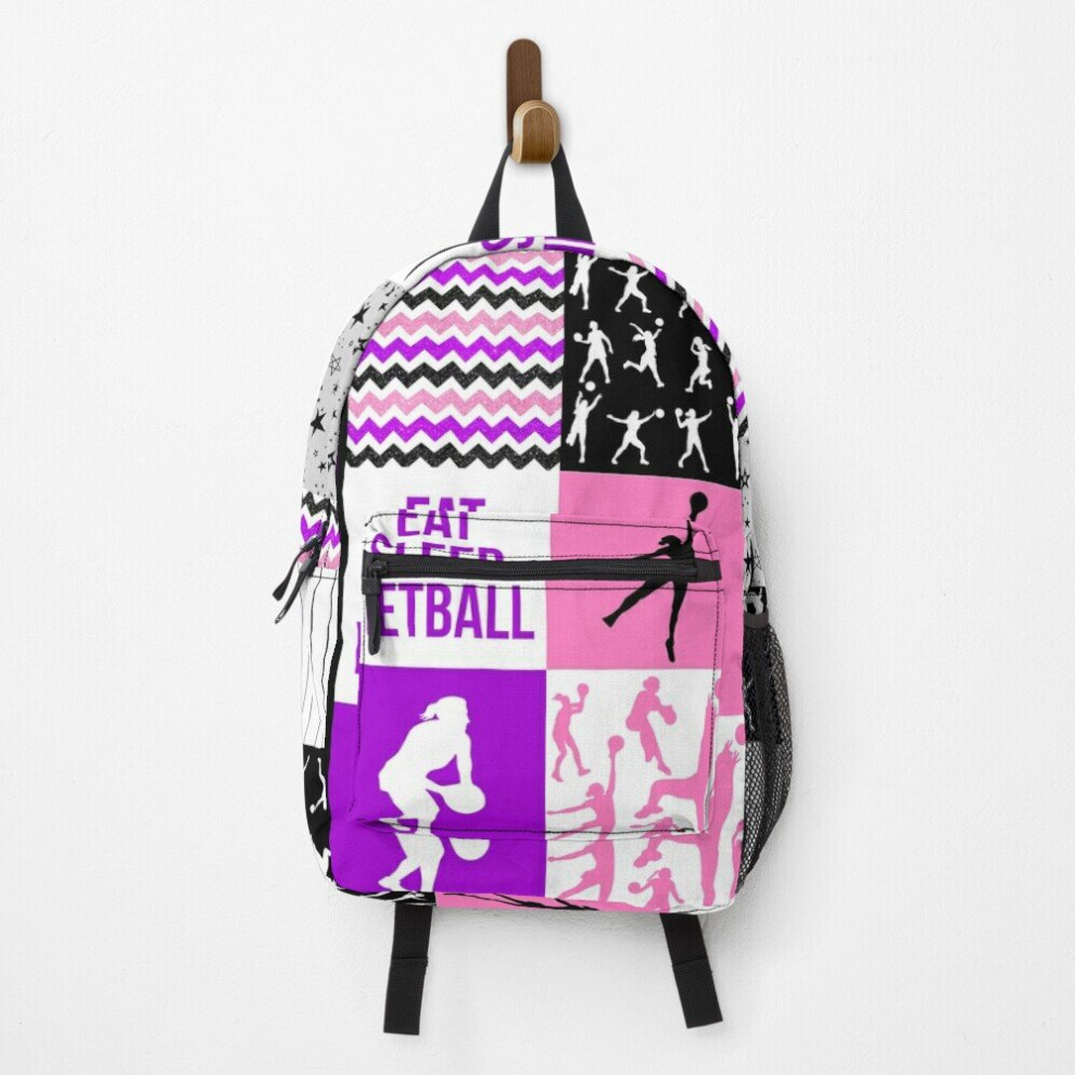 Backpack Netball Shape Pattern Purple Gift for Netball Lovers School Bag Travel 15