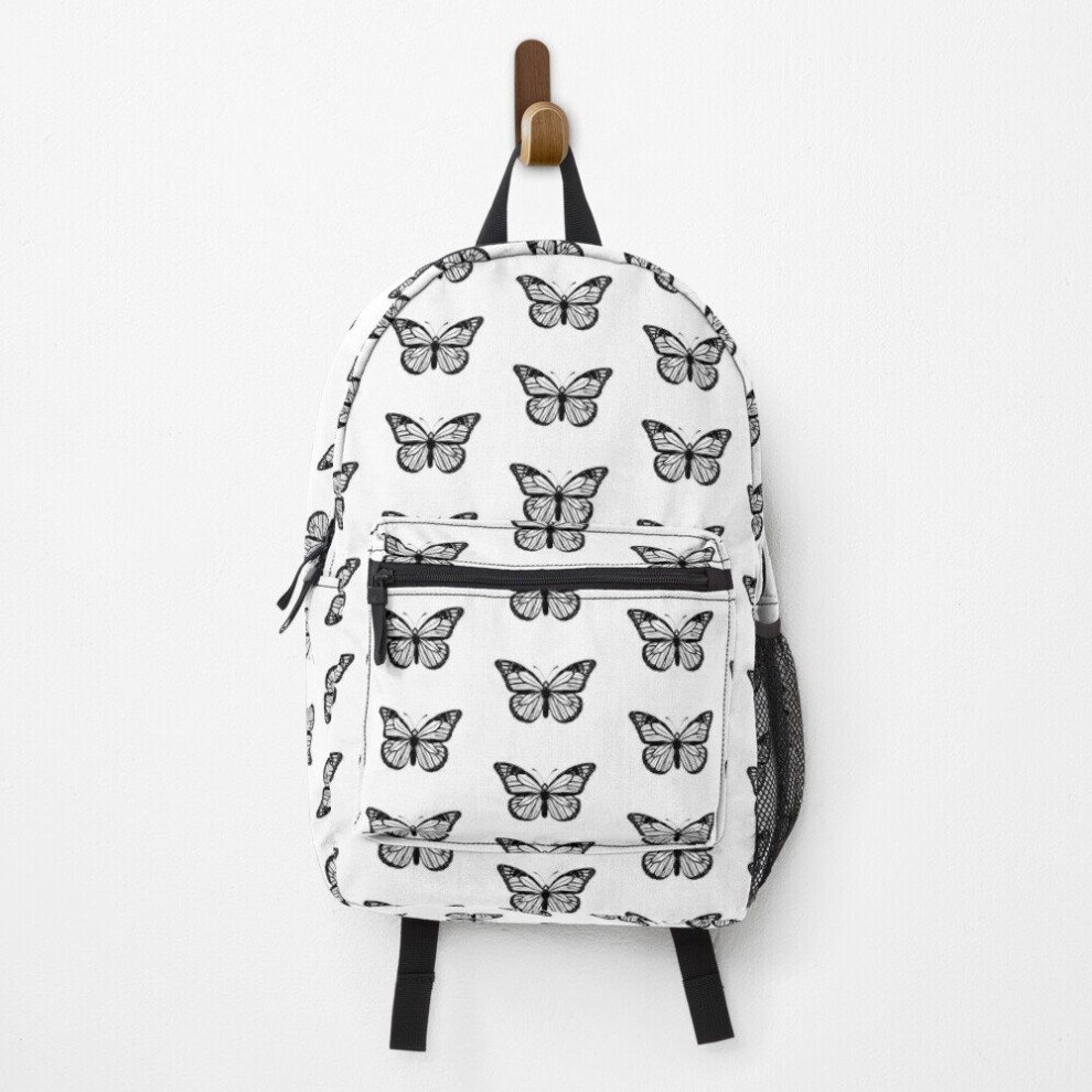 Famgem Backpack Black And White Butterfly School Bag Travel 15" White,Black