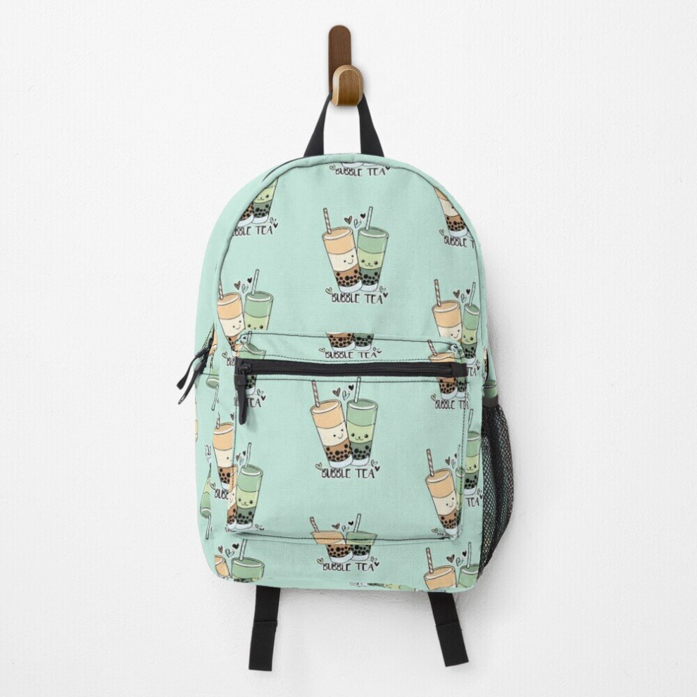 Backpack Green Tea Boba and Taro and Milk Tea School Bag Travel 15"