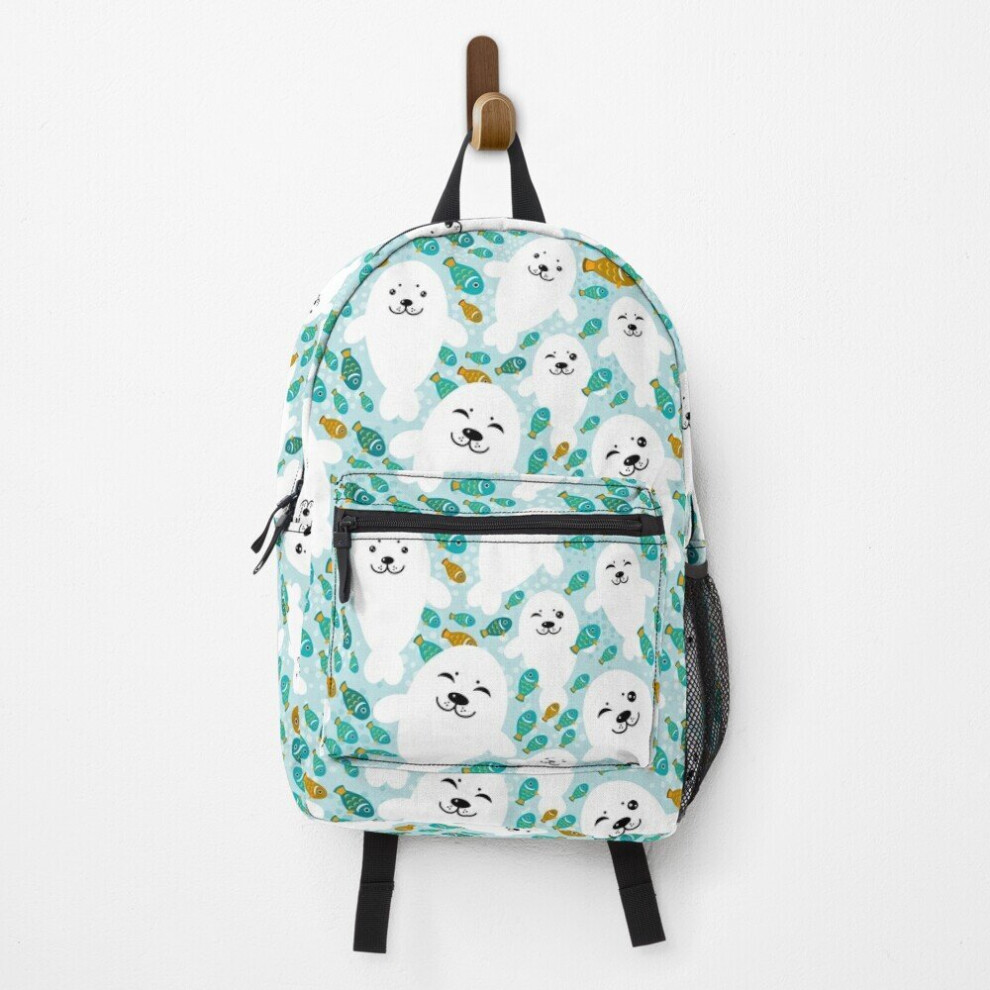 Famgem Backpack Kawaii Cute Seal And Fish In Water School Bag Travel 15"