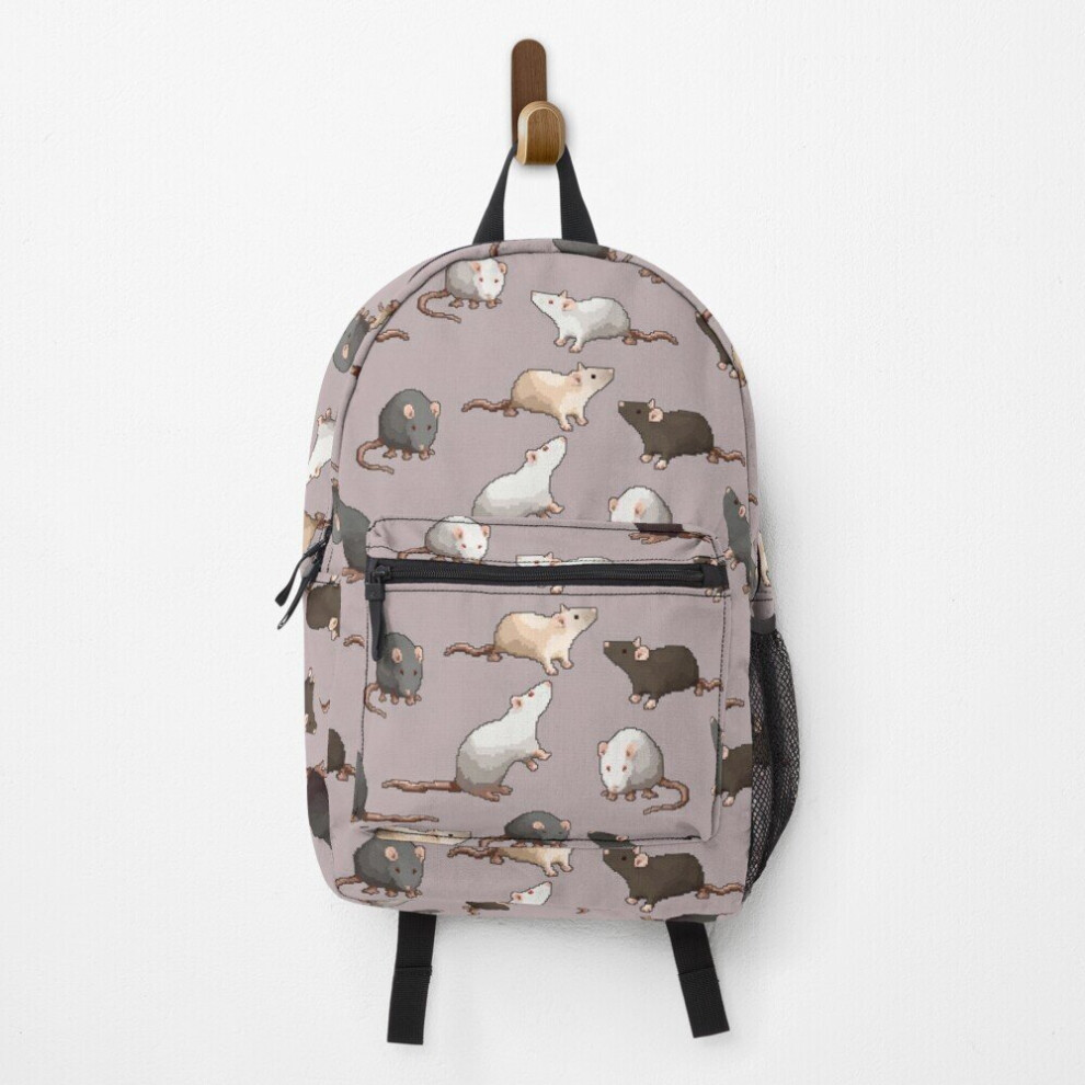 Famgem Pixel Rats On Repeat 15-Inch Backpack - Exclusive Design, Durable Polyester, School & Travel Bag, Anti-Theft Pockets, Padded Straps