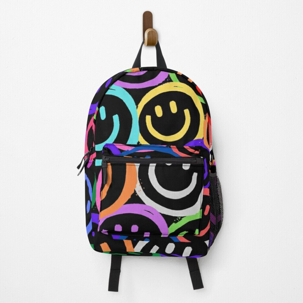 Backpack Neon Smiley Faces School Bag Travel 15"