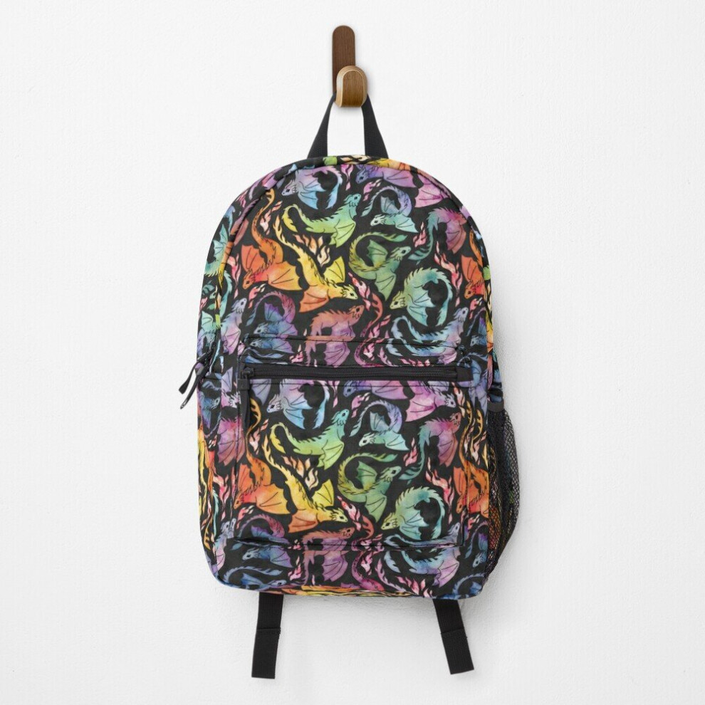 Famgem Backpack Dragon Fire Rainbow School Bag Travel 15" Dark