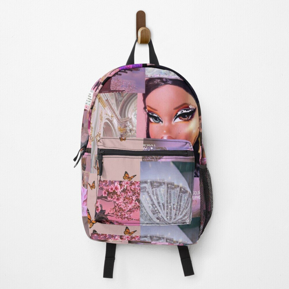 Famgem Backpack Baddie Bratz Collage School Bag Travel 15" Pink