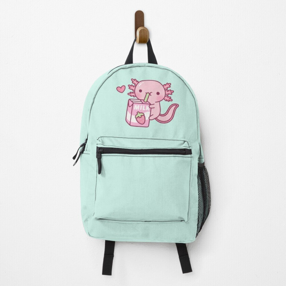 Famgem Backpack Cute Axolotl Loves Strawberry Milk Doodle School Bag Travel 15"