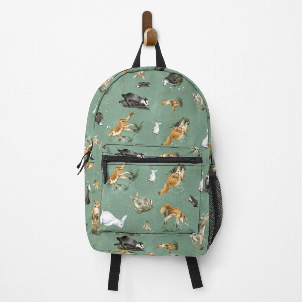 Famgem Backpack Cottagecore Woodland Animals Foxes Badgers And Bunnies Pattern And Set School Bag Travel 15"