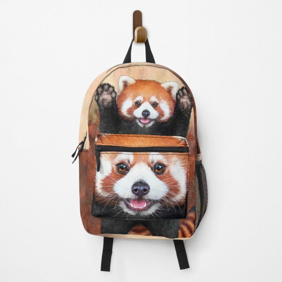 Famgem Backpack Panda Painting School Bag Travel 15" Red