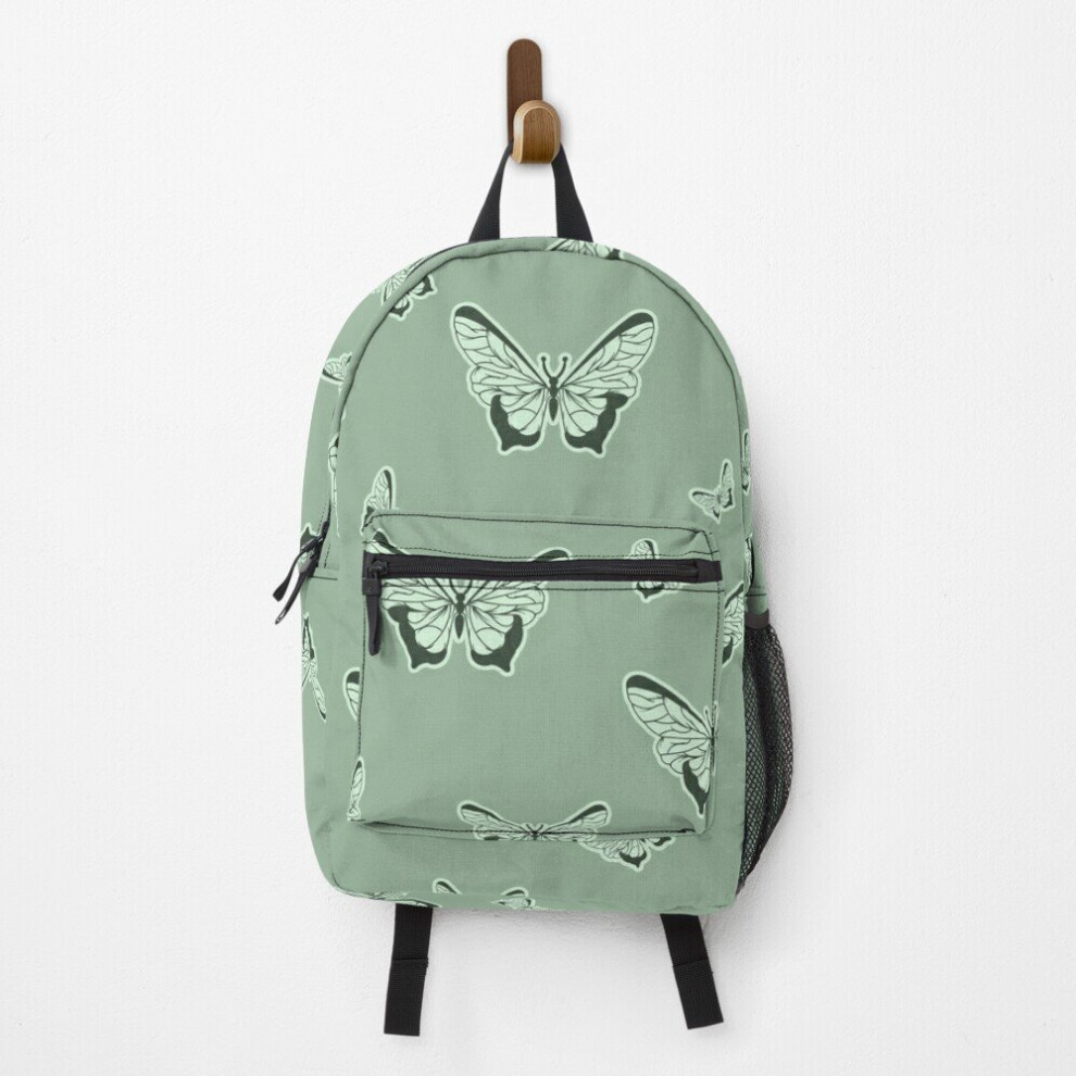 Famgem Backpack Sage With Soft Butterflies School Bag Travel 15" Green