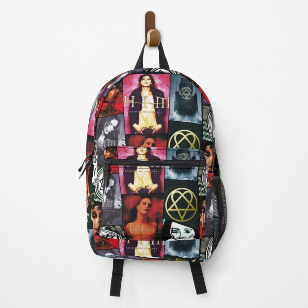 Backpack Him Band Album Cover Collage Heartagram Ville Valo Cover School Bag Travel 15"