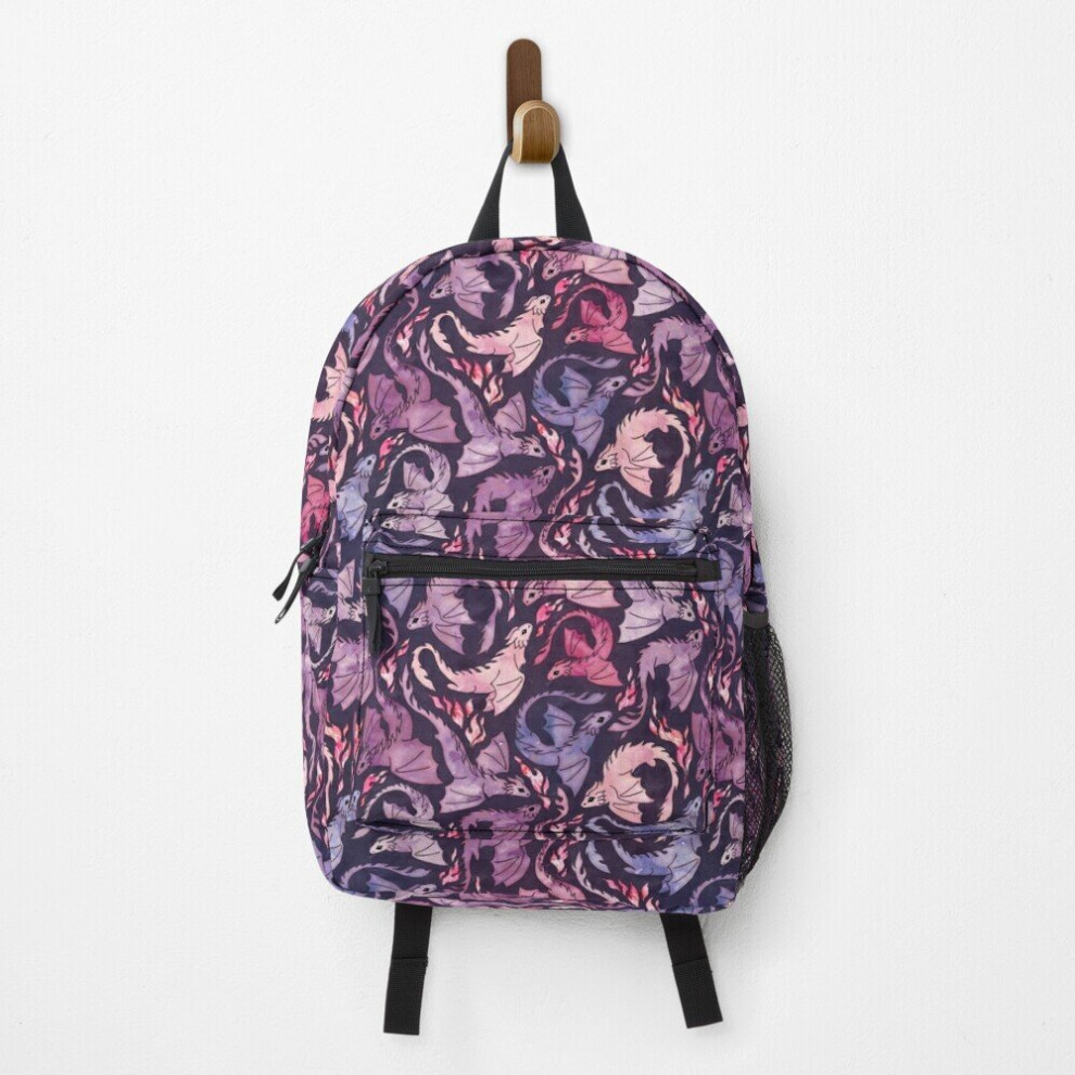 Backpack Dragon fire dark pink purple School Bag Travel 15"