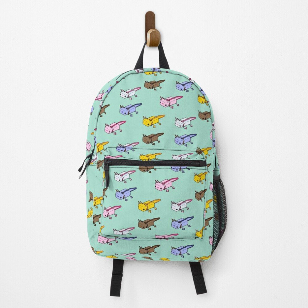 Backpack Minecraft Axolotls School Bag Travel 15"