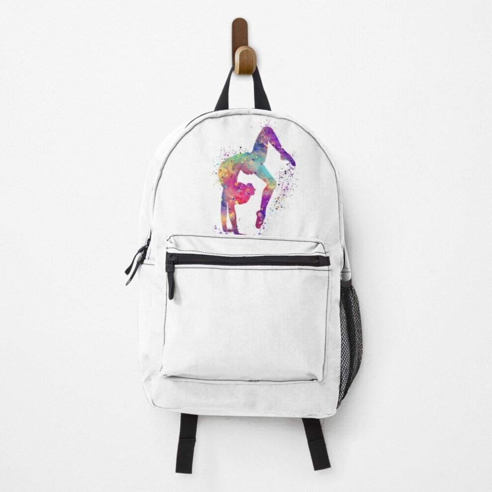 Backpack Gymnastics Girl Tumbling Colorful Watercolor Art Gift School Bag Travel 15"