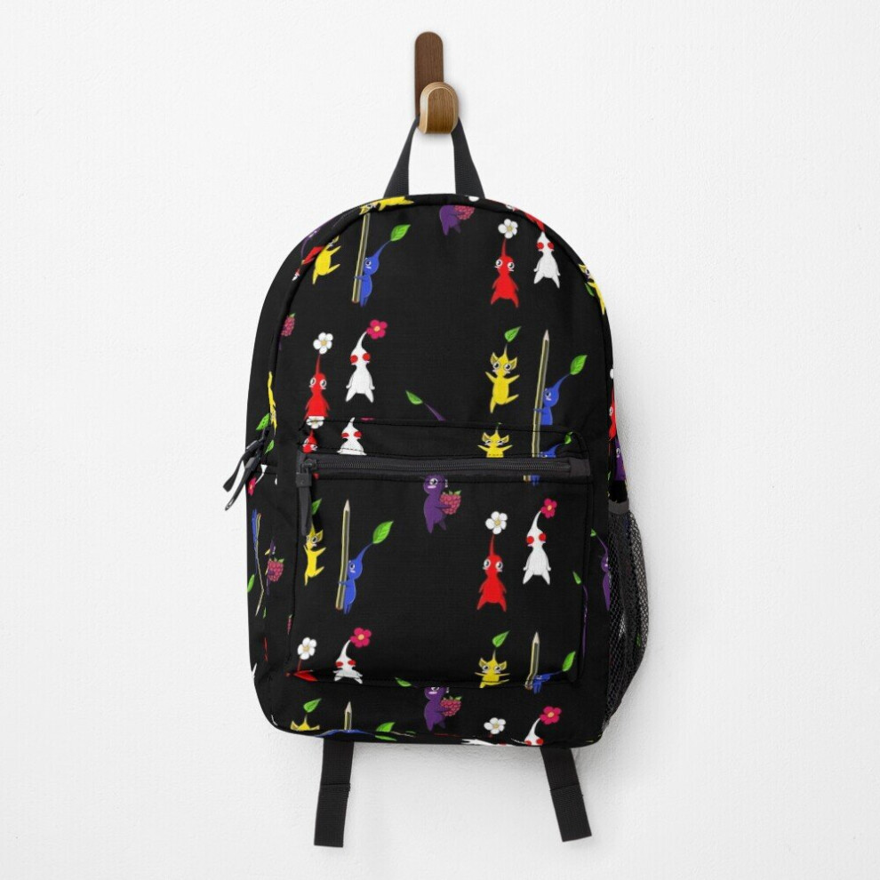 Backpack Pikmin pattern (red, blue, yellow, purple, blue, white) School Bag Travel 15"