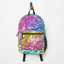 Backpack Rainbow Bright Glitter School Bag Travel 15"