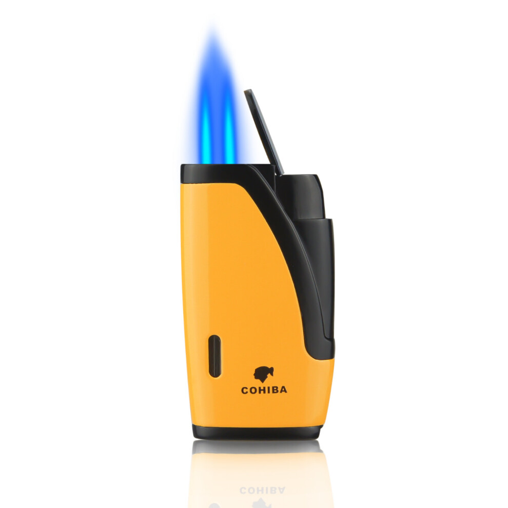 Wejoy Cohiba Cigar Lighters 2 Jet Torch Flame Refillable With Cigar Punch Butance Cigarette Tobacco Tool Accessories For Gift Box