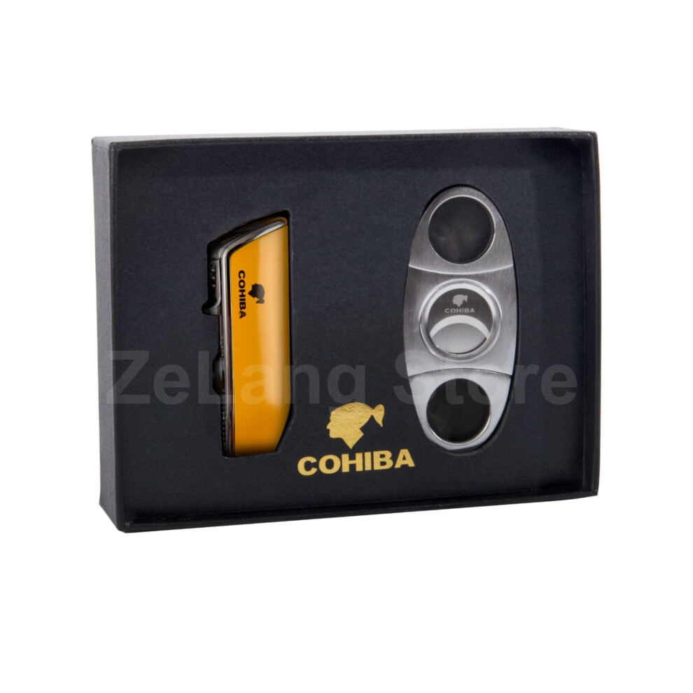 Wejoy Cohiba Cigar Lighter Galiner Cigar Lighter Cutter Windproof Torch Jet Flame Accessories Set Butane Metal With Punch Gift Box