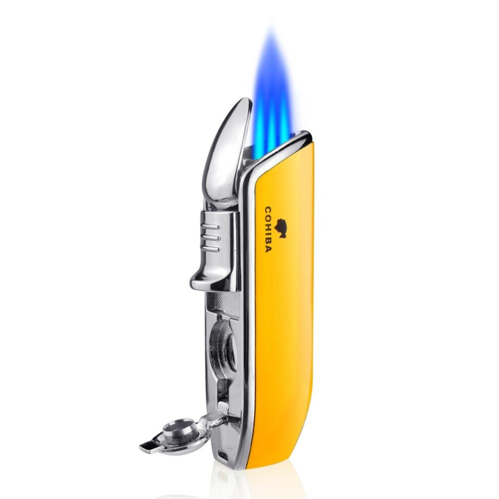 Wejoy Blue Cohiba Metal Windproof Mini Pocket Cigar Lighter 3 Jet Flame Torch Cigarette Lighters With Cigar Punch For Gift No Box