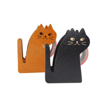 Vintage Wooden Tape Dispenser Cute Cartoon Cat Roller Tape Cutter Sealing Washi Tape Holder Manual Packing Tool Office Accessory
