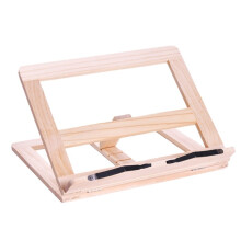 Foldable Wooden Book Stand Reading Rest Frame Cook Book Recipe Document Stand Holder with Metal Page Paper Clips