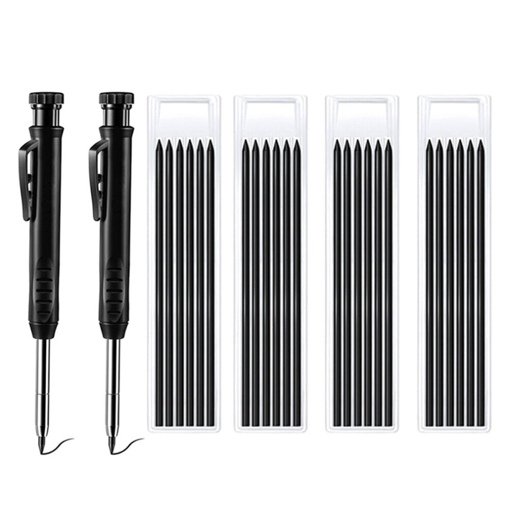 Carpenter Pencils With Black Refill Leads And Built-In Sharpener For Deep Hole Mechanical Woodworking Tools Marker Marking Pen 5063131969245
