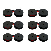 Lot 6 PrinterField Compatible Typewriter Ink Spool Ribbon Twin Spool for Olivetti GR4 1004 FN for OLIVETTI Typewriter- Red&Black