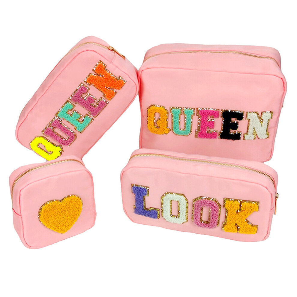 Wejoy Four Sizes S M L Xl Diy Embroidery Patch Personalize Toiletry Pouch Waterproof Women Storage Nylon Travel Makeup Bag Organizer