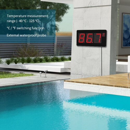 LED Digital Sauna Thermometer Wall-mounted C/F Switch Alarm Function Swimming Pool  Thermometer With Waterproof Probe 2