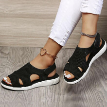 (Black, Tag Size 43=UK Size 7) Womens Casual Orthopedic Shoes Wedge Sandals Ladies Walk Slingback Summer Flats