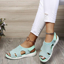 (Light Green, Tag Size 41=UK Size 6) Womens Casual Orthopedic Shoes Wedge Sandals Ladies Walk Slingback Summer Flats