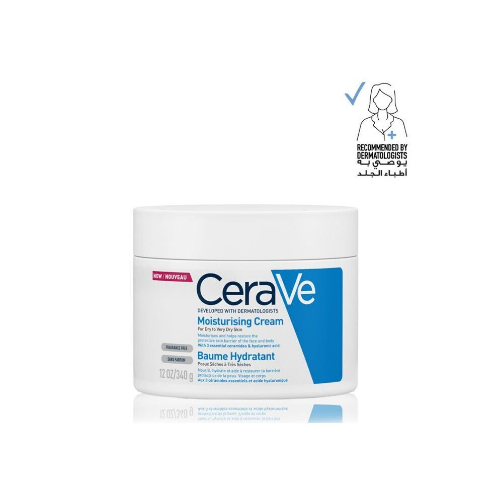 CeraVe Fragrance Free Moisturising Cream For Dry To Very Dry Skin 340g