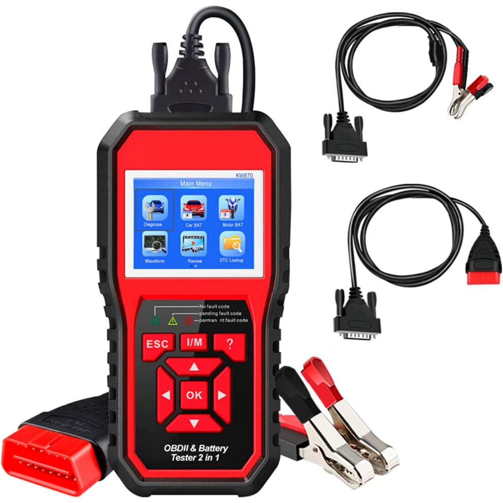 Photos - Car Service Station Equipment KONNWEI KW870 OBDII Auto Diagnostic Code Scanner Universal Car Battery Tester 2 in 1 Auto Diagnostic Scan Tools