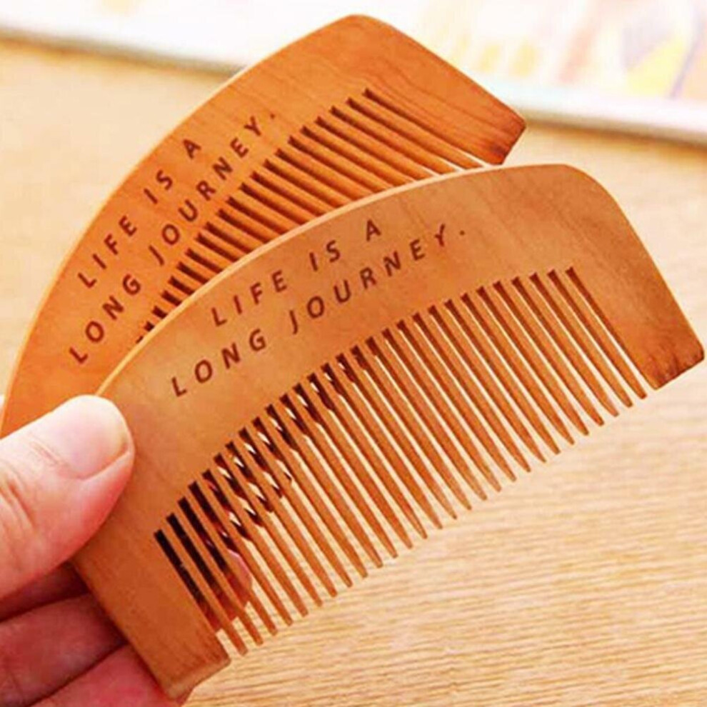 Yetp Star Trendy Hair Engraved Natural Peach Wood Wooden Comb Best Anti-Static Beard