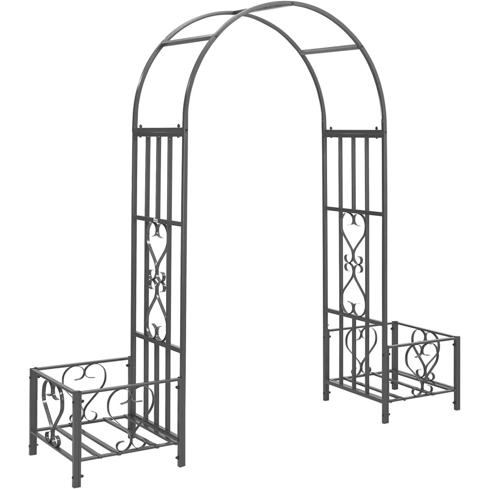 Metal Garden Patio Arch With Planters Rose Arbour Plant Trellis