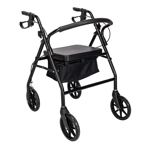 Folding  Rollator 4 Wheel Mobility Walker Adjustable w/Padded Seat 1