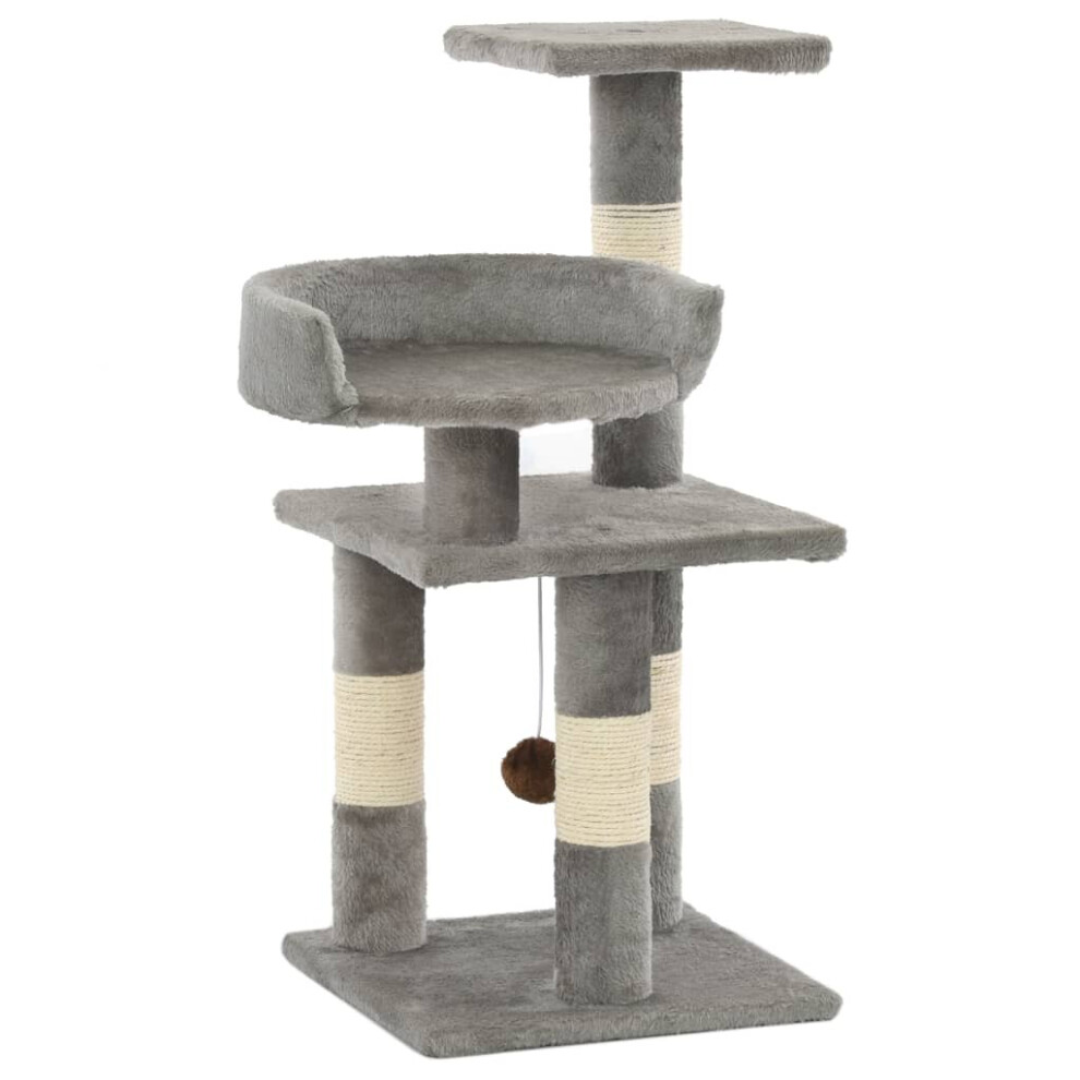 vidaXL Cat Tree with Sisal Scratching Posts 65cm Grey Kitten Furniture Tower