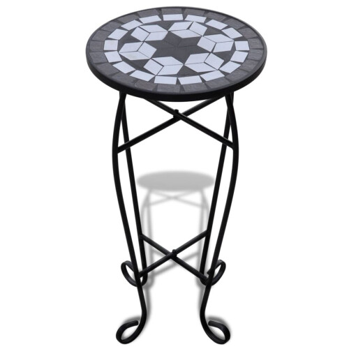 VidaXL New Balcony Mosaic Side Coffee Table Plant Flower Terrace Black Wedding Dining