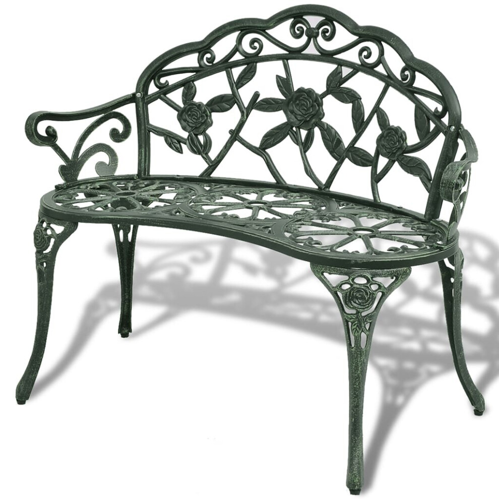 vidaXL Garden Bench 100cm Cast Aluminium Green Outdoor Patio Park Seat Chair