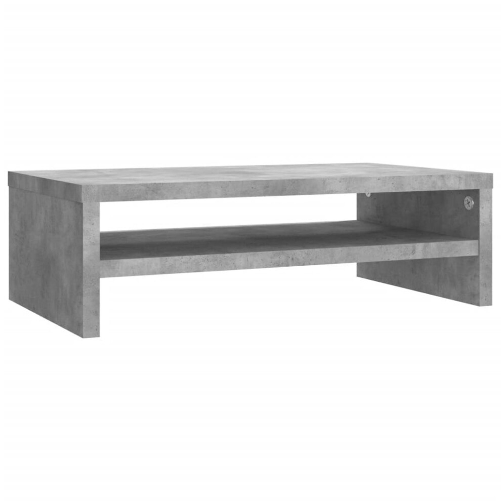 vidaXL Monitor Stand with a Storage Shelf Concrete Grey Engineered Wood Table