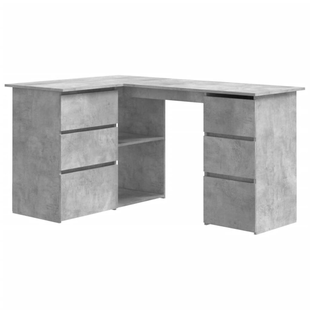 Vidaxl Corner Desk Concrete Engineered Wood Study Laptop Workstation Grey