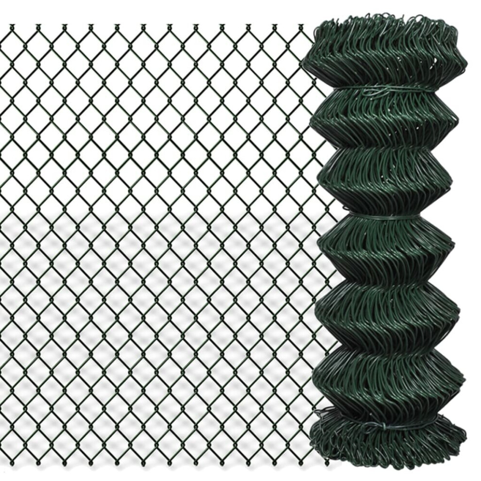 vidaXL Chain Link Fence Steel Green Garden Edging Fencing Barrier Panel Border