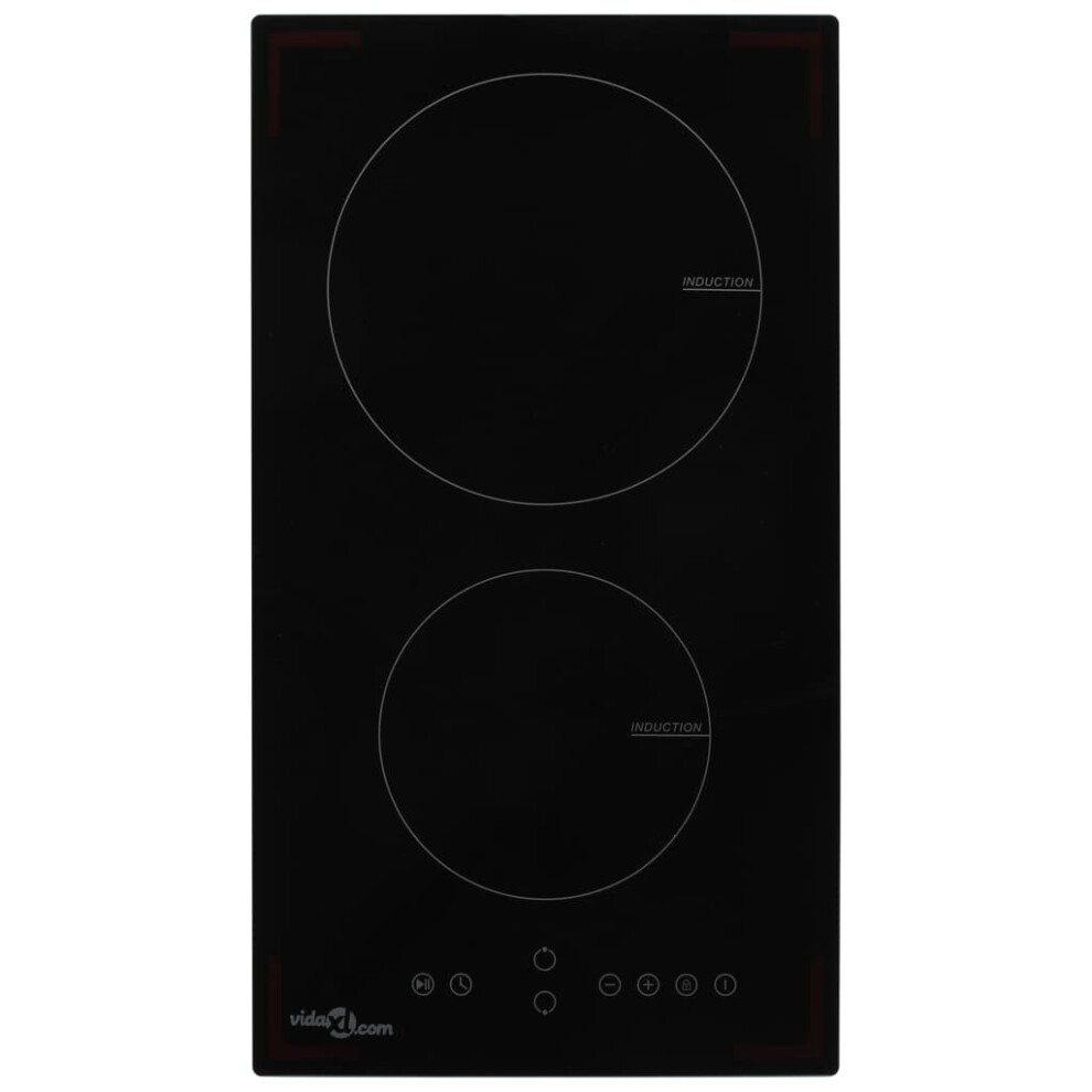 vidaXL Induction Hob with 2 Burners Touch Control Glass 3500W Kitchen Built-in