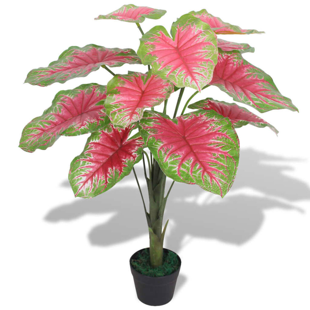 Vidaxl Artificial Caladium Plant With Pot 85Cm And Lifelike Fake Green/Red