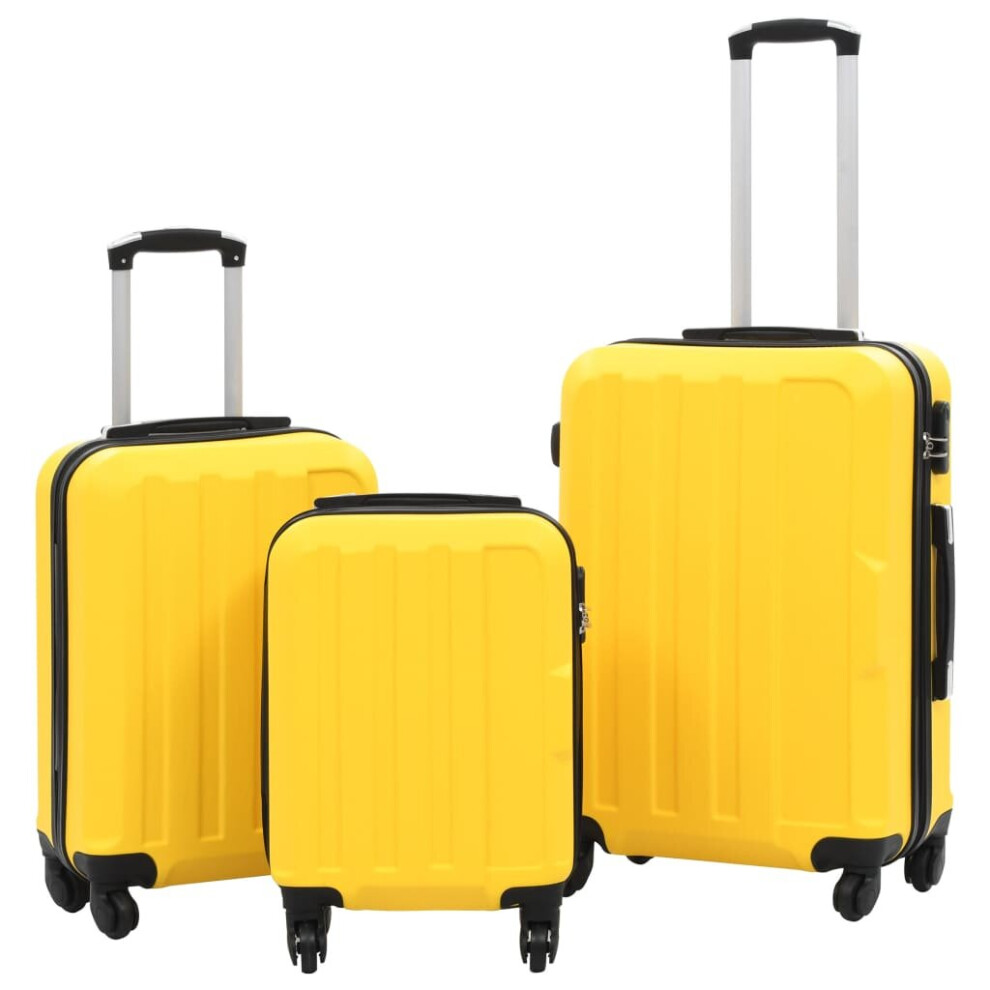 vidaXL 3 Piece Hardcase Trolley Set Yellow ABS Travel Luggage Bag Suitcase