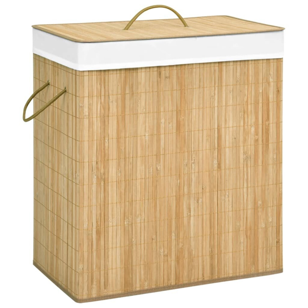 Vidaxl Bamboo Laundry Basket 100L Washing Clothes Hamper Storage Bin Organiser