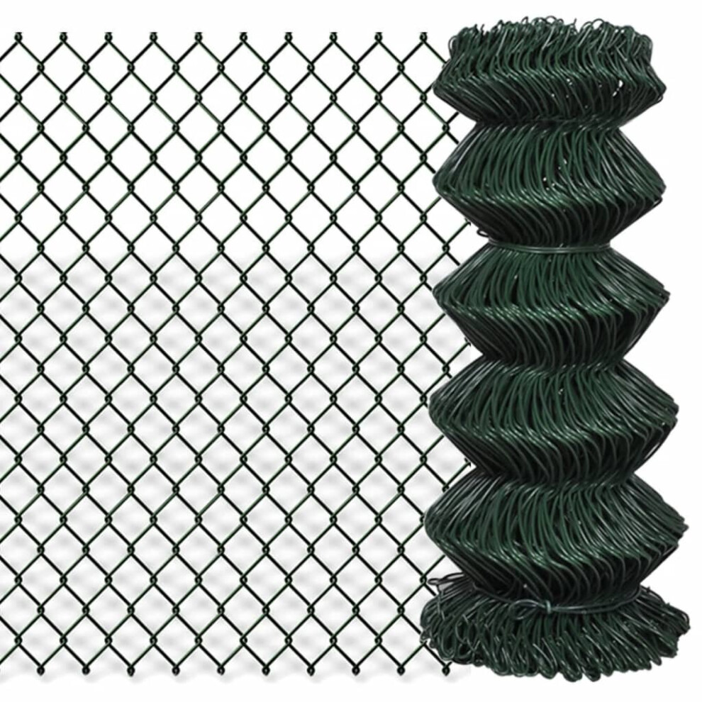 vidaXL Chain Fence 0.8x25m Green Garden Patio Wire Mesh Panel Fencing Barrier