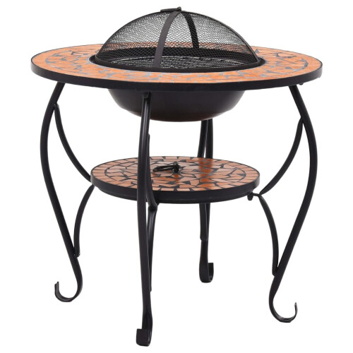 VidaXL vidaXL Mosaic Fire Pit Table Terracotta Ceramic Barbecue BBQ Tables Fireplace