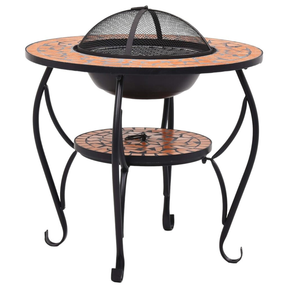 vidaXL Mosaic Fire Pit Table Terracotta Ceramic Barbecue BBQ Tables Fireplace